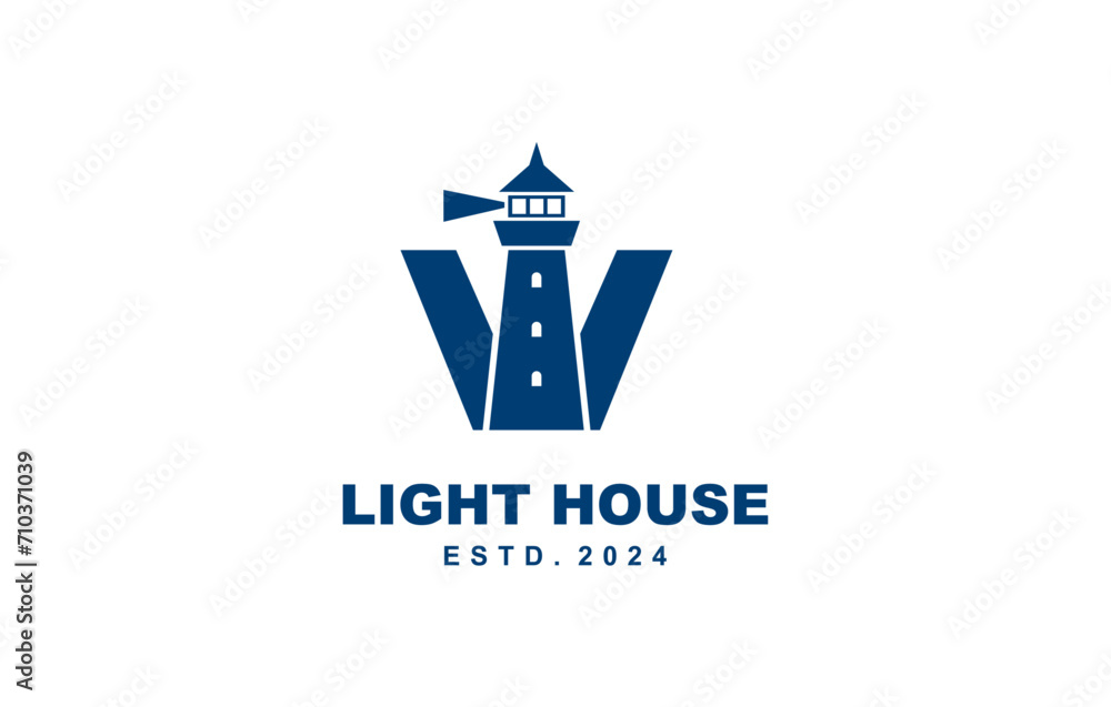 W Letter light house logo template for symbol of business identity W Letter light house logo template for symbol of business identity