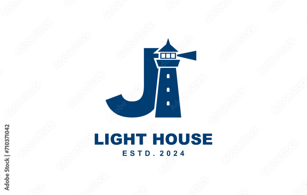 J Letter light house logo template for symbol of business identity