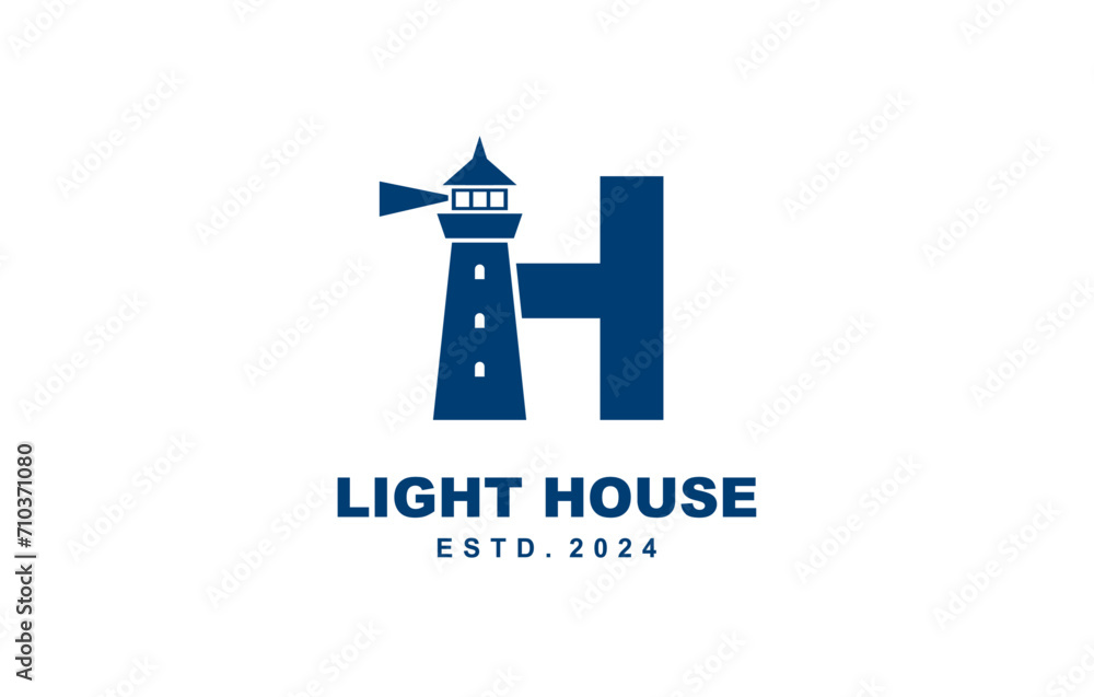 H Letter light house logo template for symbol of business identity