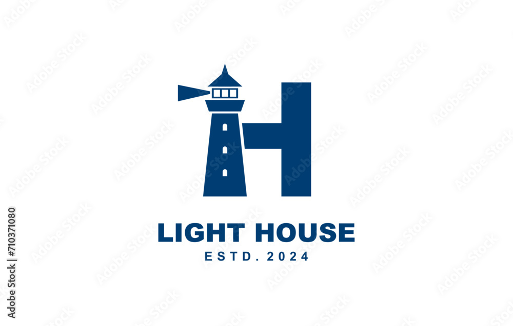 H Letter light house logo template for symbol of business identity H Letter light house logo template for symbol of business identity