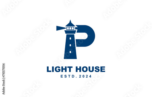 P Letter light house logo template for symbol of business identity