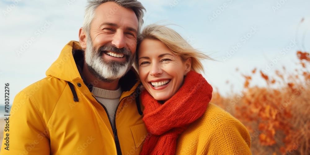 Joyful Middle aged couple man and woman