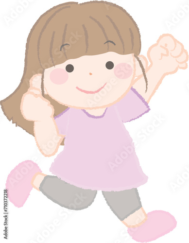 ジャンプする元気な女の子のイラスト1-2