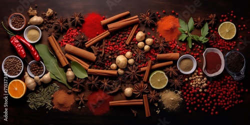 set of things related to spices for mulled wine and compositionally and meaningfully making up a single whole