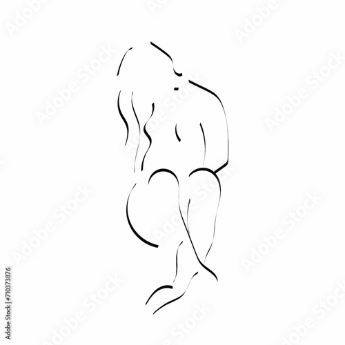 Silhouette of a naked woman. Hand drawn vector illustration.