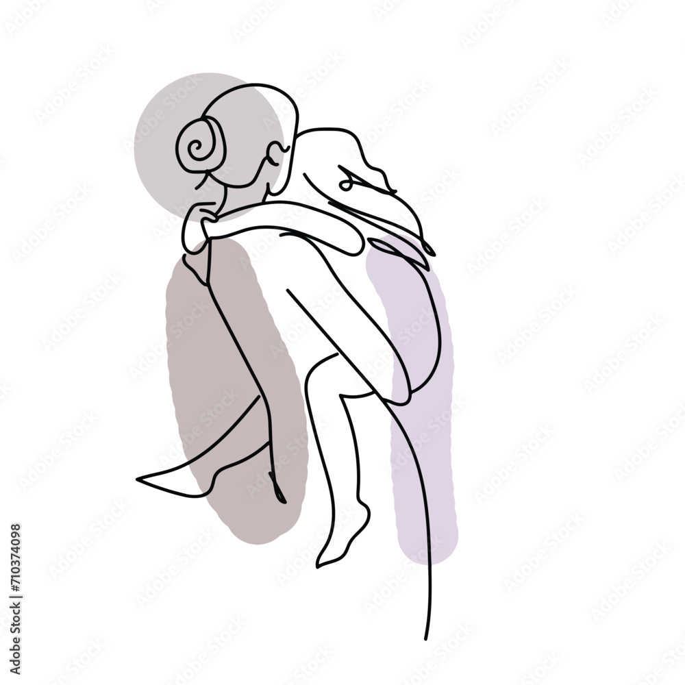Naklejka premium Continuous one simple single abstract line drawing of a man walking. 