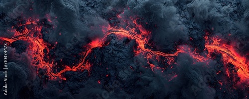 Inferno unleashed. Captivating image of active volcano eruption featuring fiery lava flow intense flames and stunning display of nature power © Bussakon