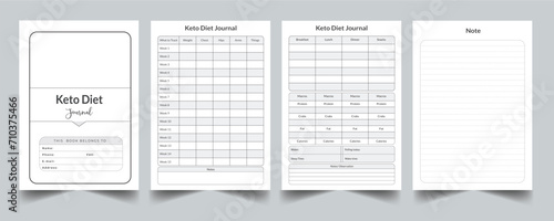 Editable Keto Diet Journal Planner Kdp Interior printable template Design.