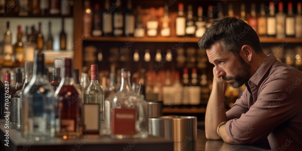 Middle-aged man and alcohol addiction