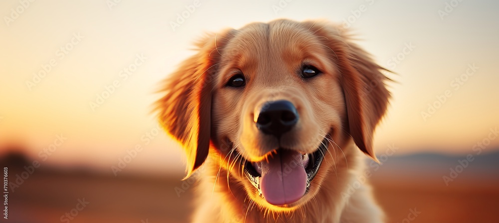 Playful and adorable puppy with blurred background, perfect for creative projects and copy space