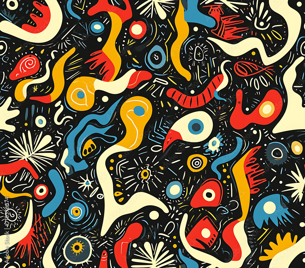 Abstract Colorful Hand-Drawn Doodle Pattern Wallpaper, seamless pattern Abstract Colorful Hand-Drawn Doodle Pattern Wallpaper, seamless pattern