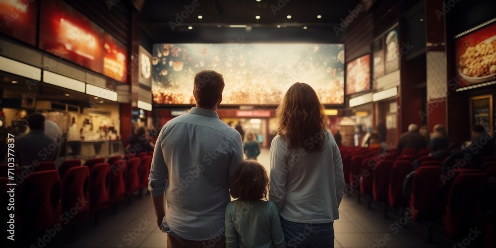 Family trip to the cinema to watch a movie Family trip to the cinema to watch a movie