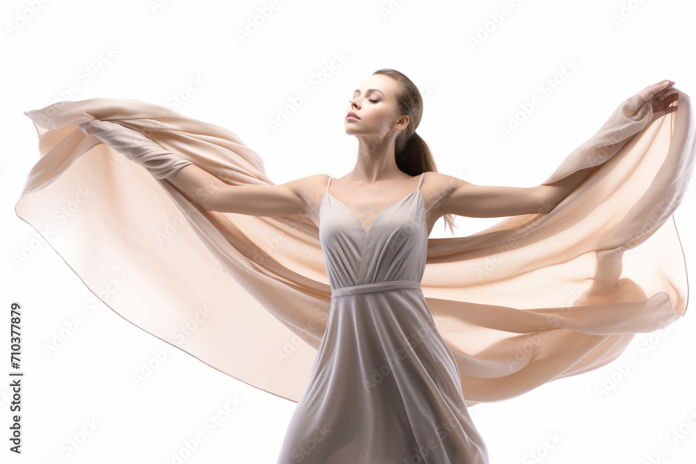 Fototapeta premium female elegant dancer in the white dress