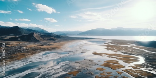 drone view to salt lake photo