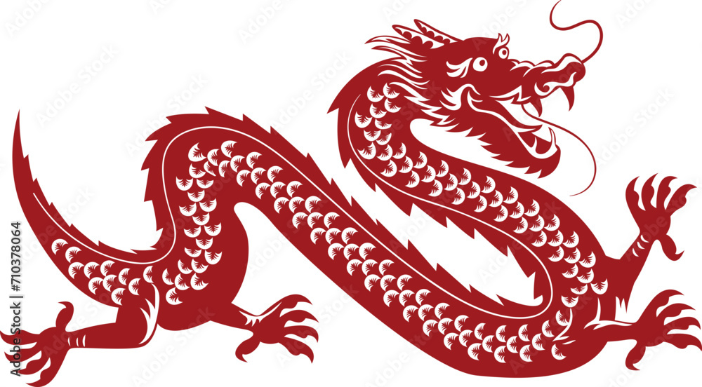 Hand Drawn Red Chinese Dragon Hand Drawn Red Chinese Dragon
