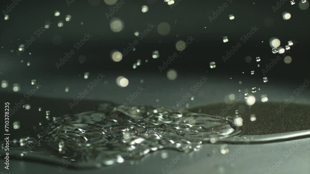 4k Slow motion water drop on teflon pan splash shot by Phantom 