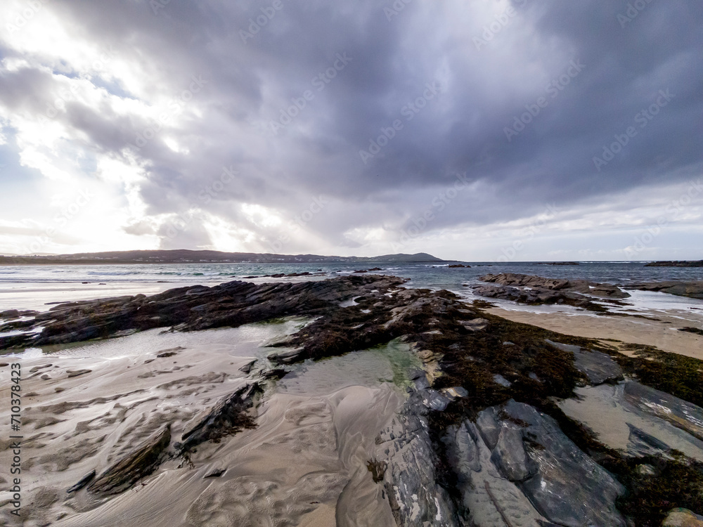 Fototapeta premium The rocks of Carrickfad by Portnoo at Narin Strand in County Donegal Ireland