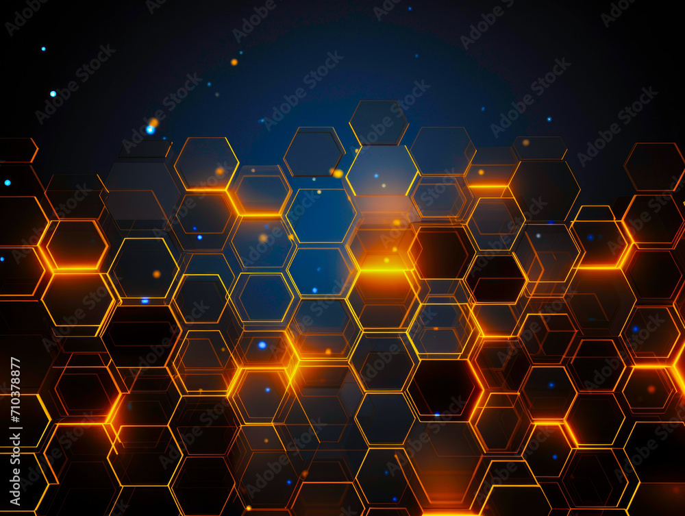 Abstract honeycomb shaper technology background with blur light.	

