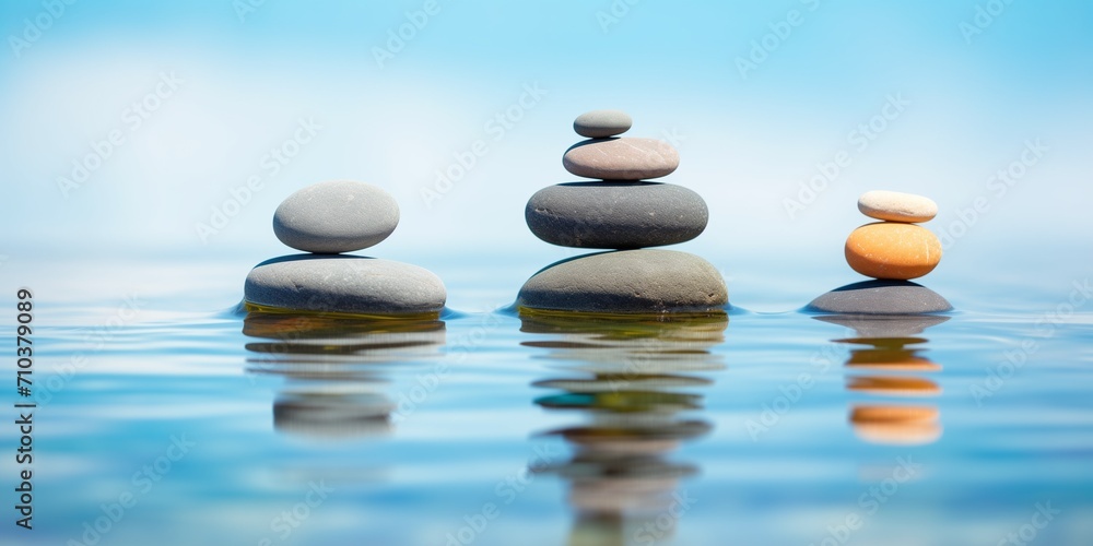 photo of balanced stones in water