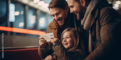 Parents With Child Buying Movie Tickets