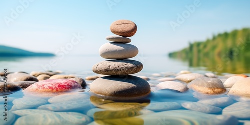 photo of balanced stones in water