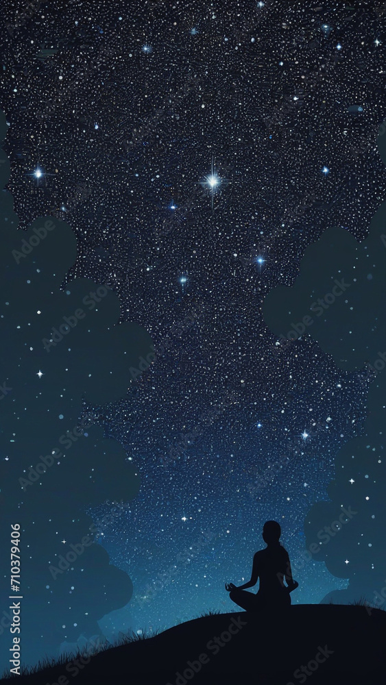 Fototapeta premium person sitting on the moon