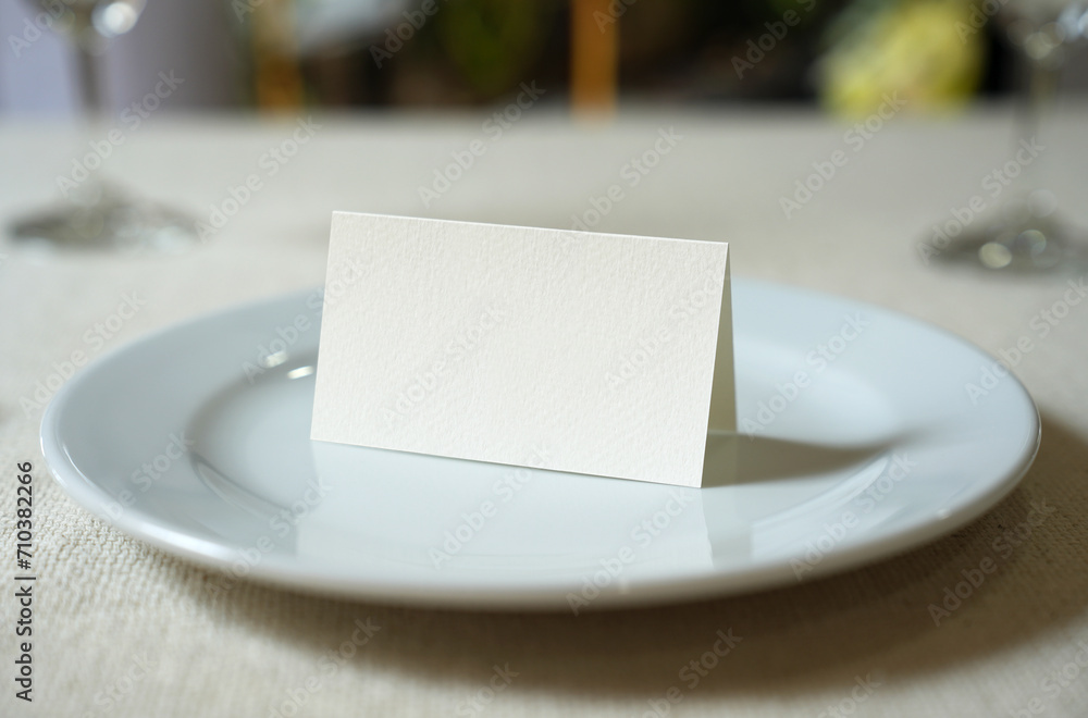 Mockup white blank space card, for Name place, Folded, greeting