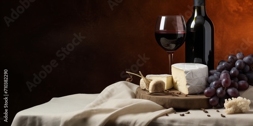 Cheese and wine on a plate