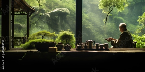 landscape of picturesque Chinese tea house