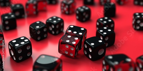 Seamless Pattern of red and black gaming dice