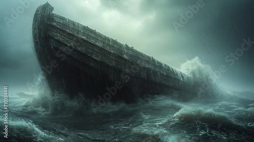 Noah's ark in the rough sea photo