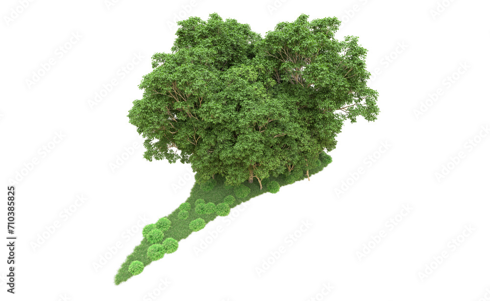 Green forest isolated on background. 3d rendering - illustration Green forest isolated on background. 3d rendering - illustration
