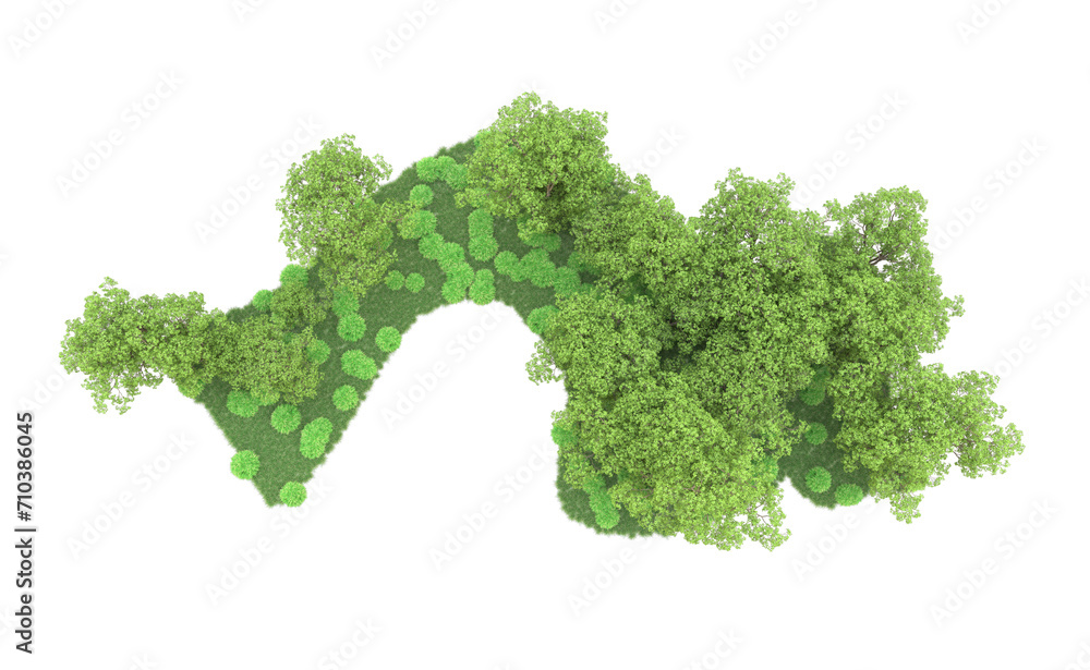 Green forest isolated on background. 3d rendering - illustration Green forest isolated on background. 3d rendering - illustration