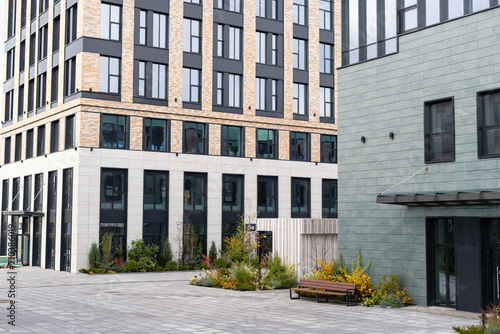 Fototapeta Naklejka Na Ścianę i Meble -  New Commercial, Retail and Office building Space available for sale or lease in mixed use Storefront and office building