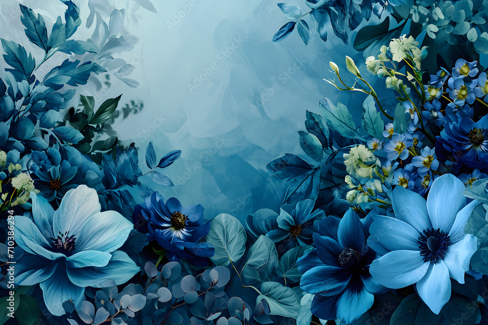 Green and Blue Floral Border Green and Blue Floral Border