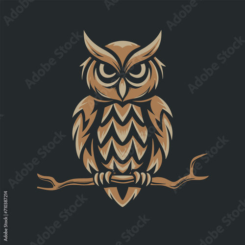 set vector illustration of cute owl isolated on black background symbol of wisdom and intelligence