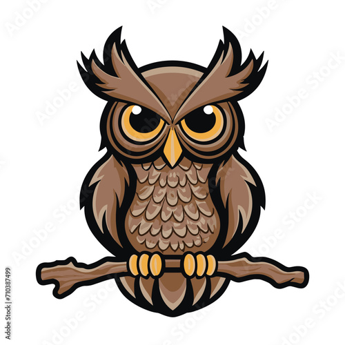 A vector illustration of cute owl isolated on white background symbol of wisdom and intelligence