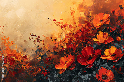 Sunset Impressionism Floral Border