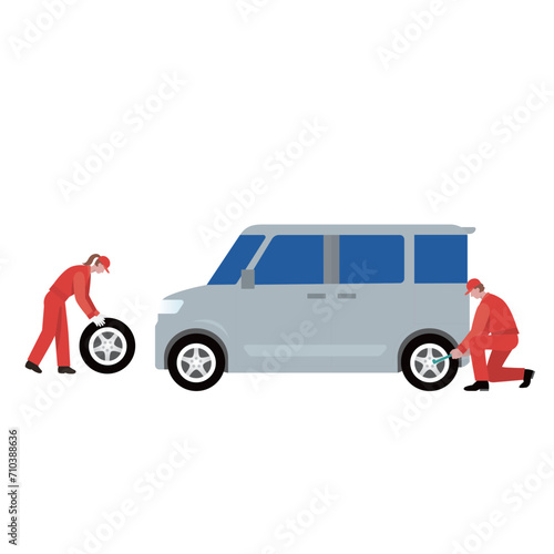 flat vector illustration of car mechanic	
