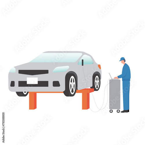 flat vector illustration of car mechanic	
