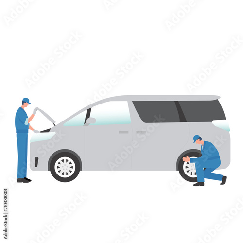 flat vector illustration of car mechanic	
