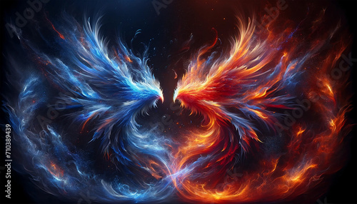 Fire and Ice Concept Design. Abstract phoenix shape.