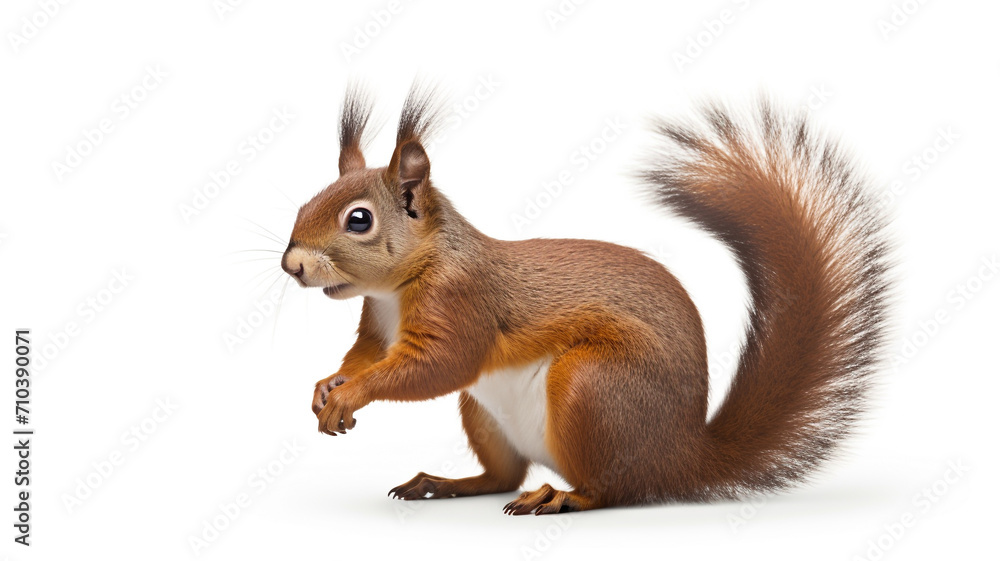 Obraz premium Squirrel sitting Isolated on white background