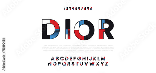 Dior Modern abstract digital alphabet colorful font minimal technology typography creative urban. vector illustration