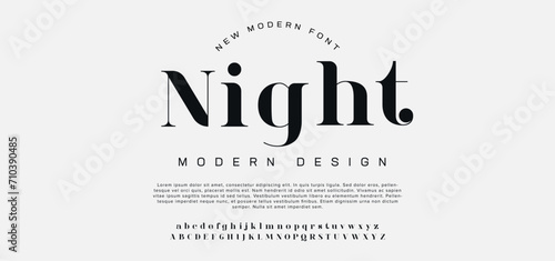 Night Modern luxury alphabet letters font and logo. Typography Elegant classic serif fonts decorative logos wedding vintage retro concept. vector illustration photo