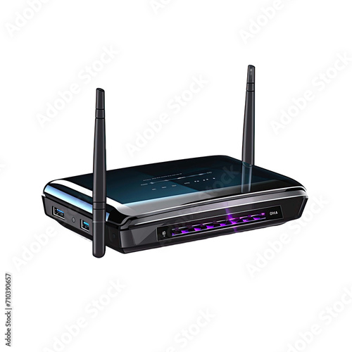 Obraz na płótnie Black wireless modem on transparent background