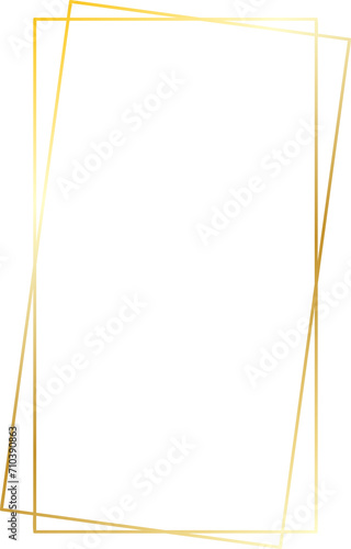 Gold geometric frame illustration on transparent background.