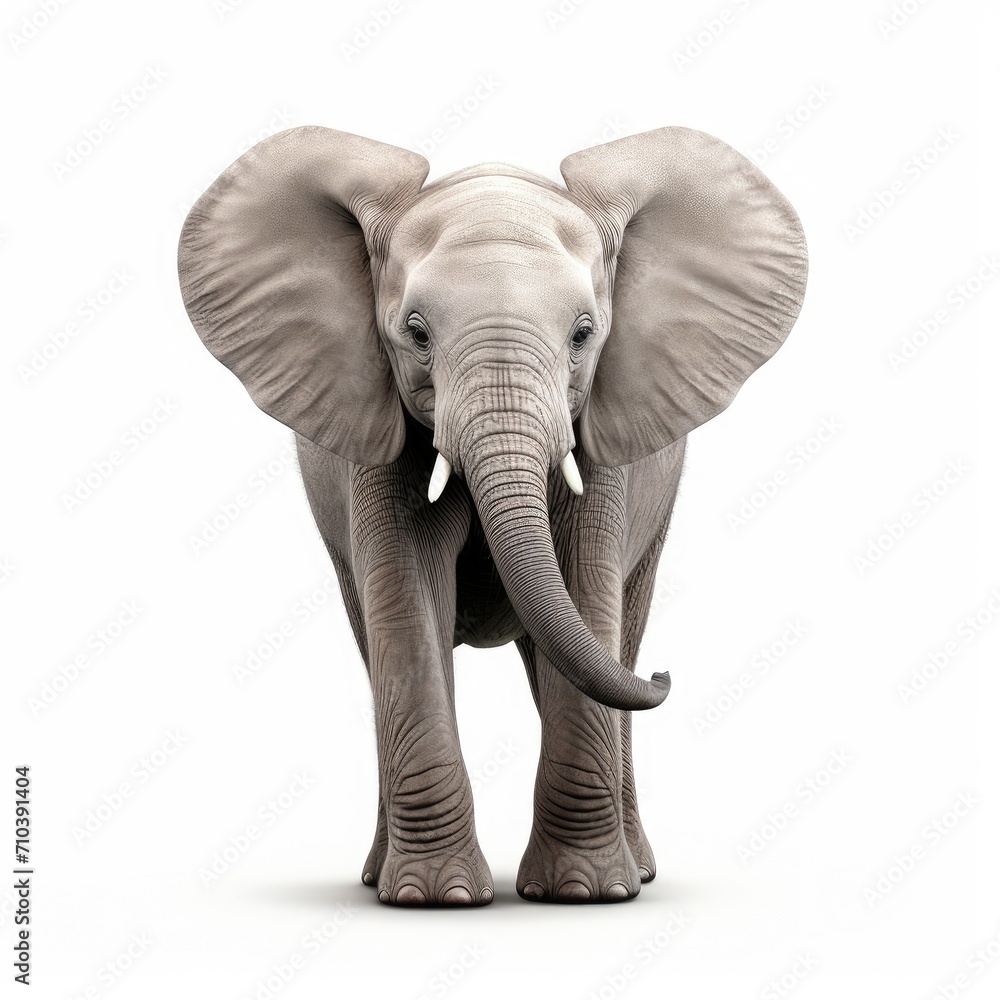 Adorable Baby Elephant Standing Alone with Big Ears and Gentle Eyes - Generative AI