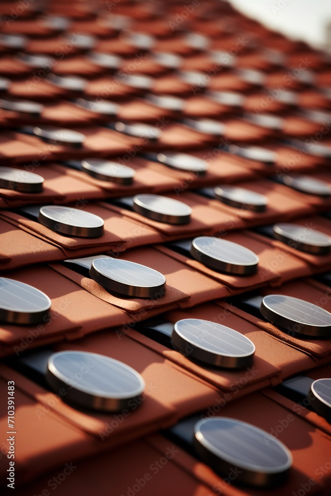 Closeup of roof covered with solar panels on white background Generative Ai Closeup of roof covered with solar panels on white background Generative Ai
