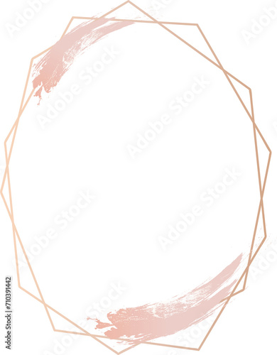 Gold geometric frame illustration on transparent background.